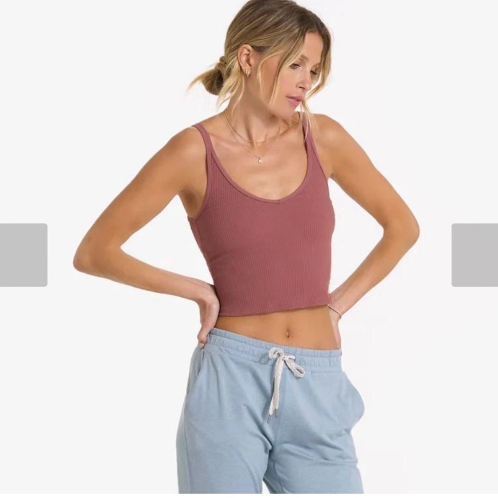 Vuori Womens Tank Top Rib Crop Rosewood XL